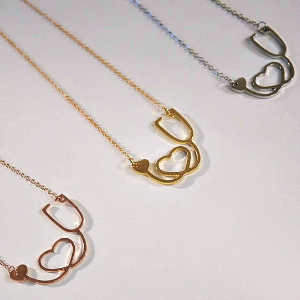 Stethoscope Heart Necklace; Nurse Doctor Necklace